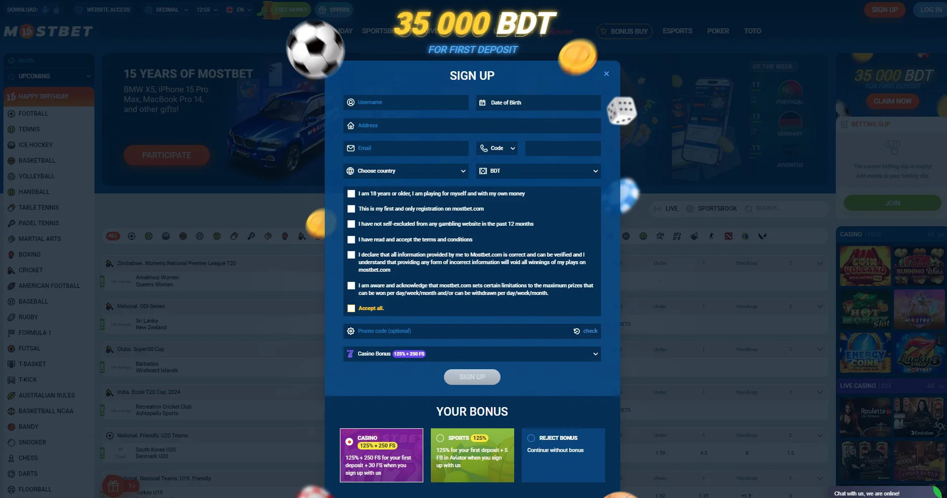 Mostbet register